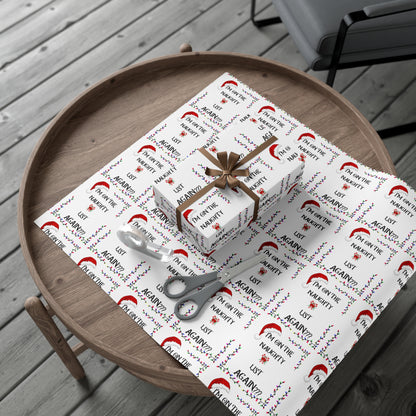 Whimsical Holiday Gift Wrap Paper, Fun Christmas Wrapping Paper, Naughty List Wrap, Festive Paper for Gifts, Holiday Decor