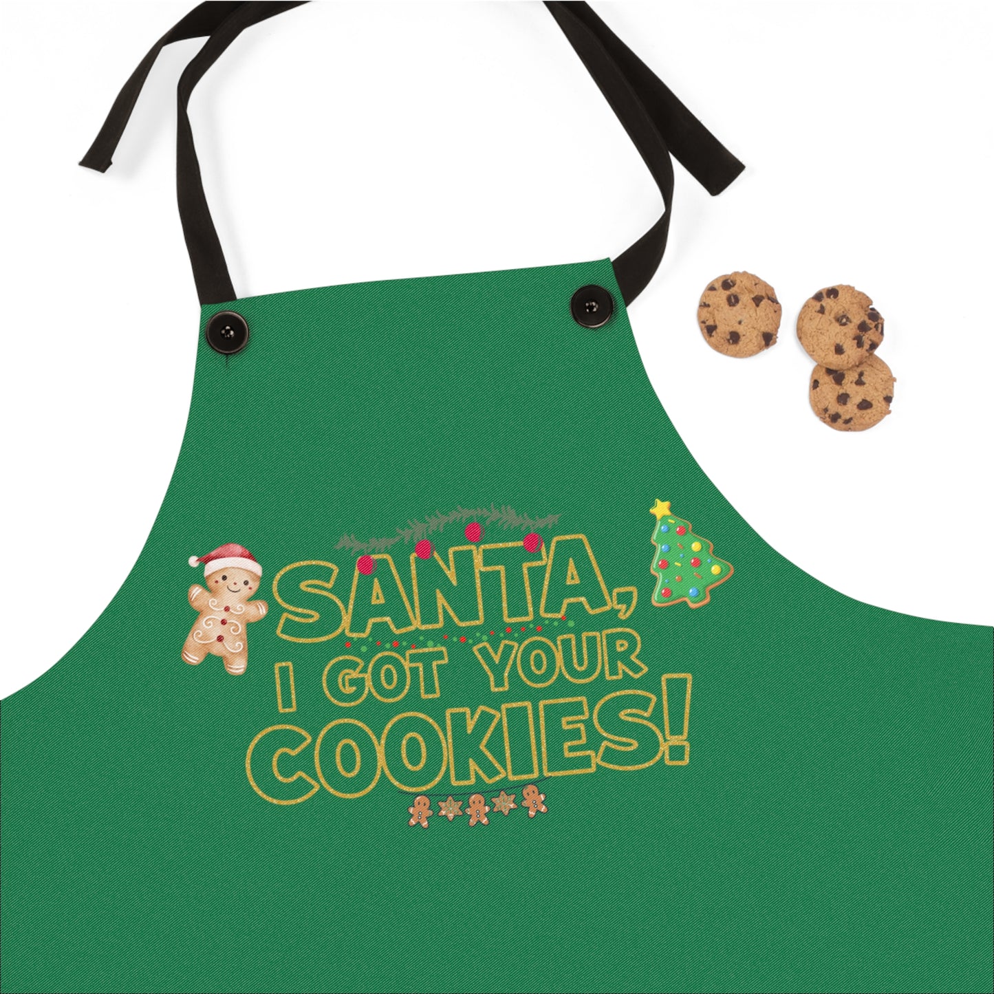 Santa Cookie Apron, Festive Baking Apron, Holiday Apron Gift, Christmas Cooking Gear, Cute Kitchen Accessory