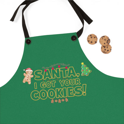Santa Cookie Apron, Festive Baking Apron, Holiday Apron Gift, Christmas Cooking Gear, Cute Kitchen Accessory