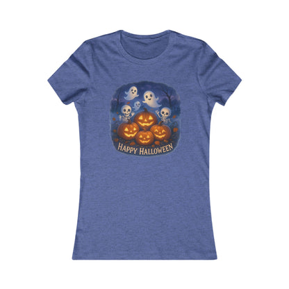 Women's Tee - Halloween Witch Stirring Cauldron in Spooky Forest