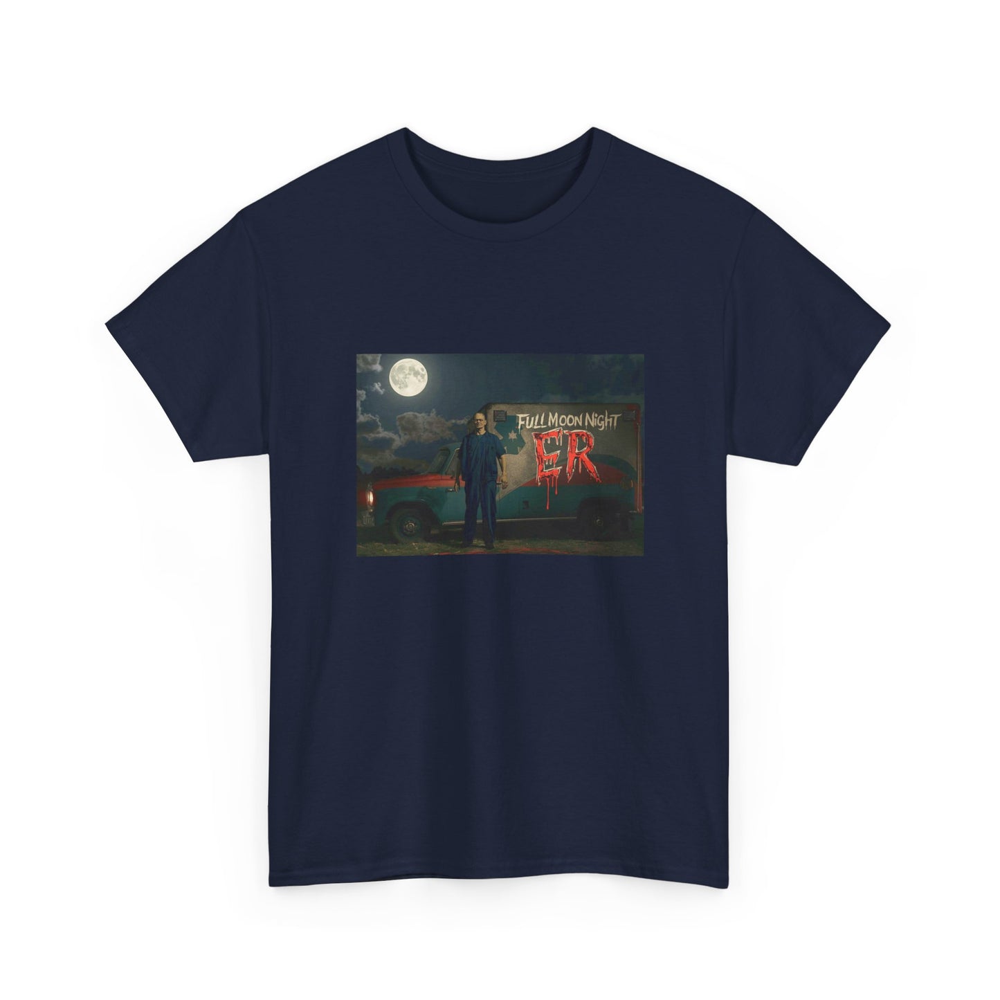Full Moon Night Unisex Heavy Cotton Tee | Halloween Shirt, Graphic Tee, Gift for Night Owls, Horror Fans, Spooky Vibes