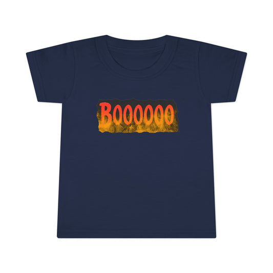 Toddler T-shirt with Halloween 'Boooo' Flames Design