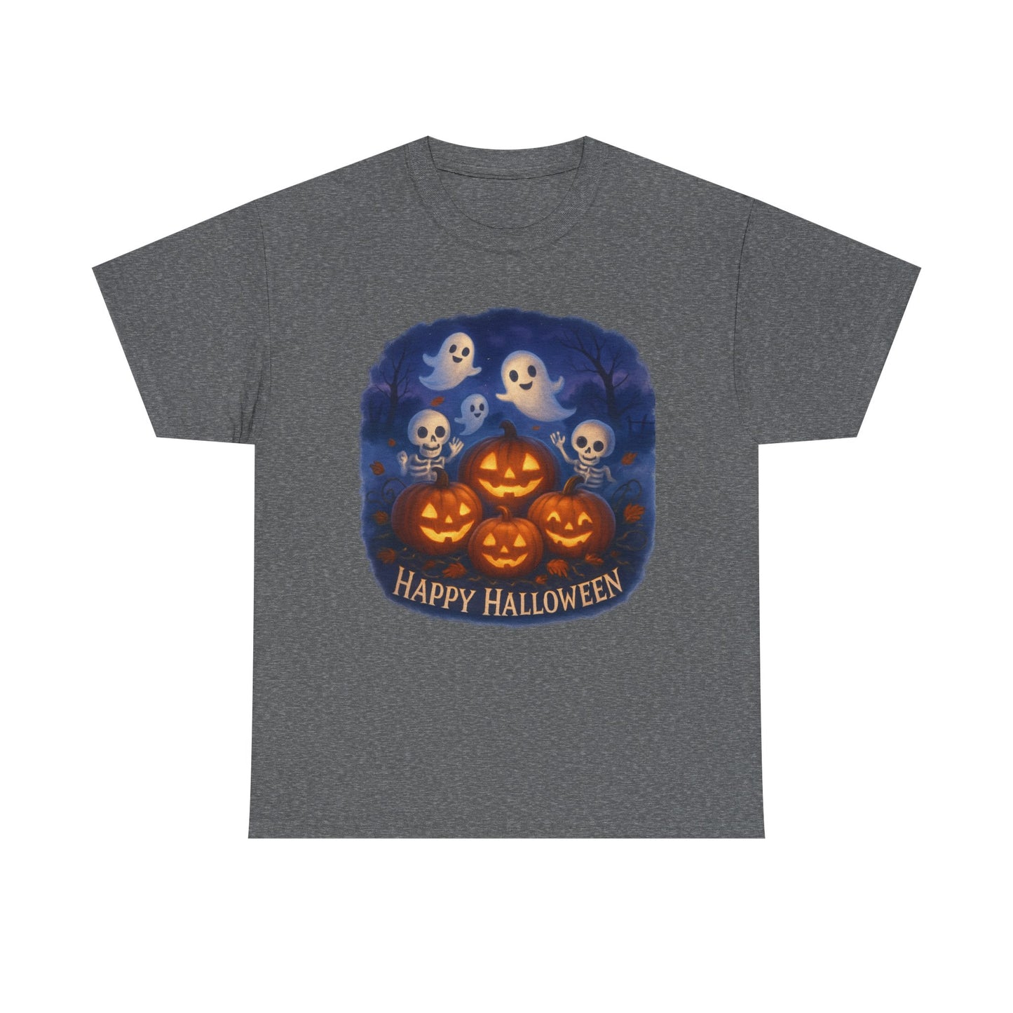 Halloween Tee - Cute Ghosts and Skeletons in Pumpkin Patch Unisex Shirt