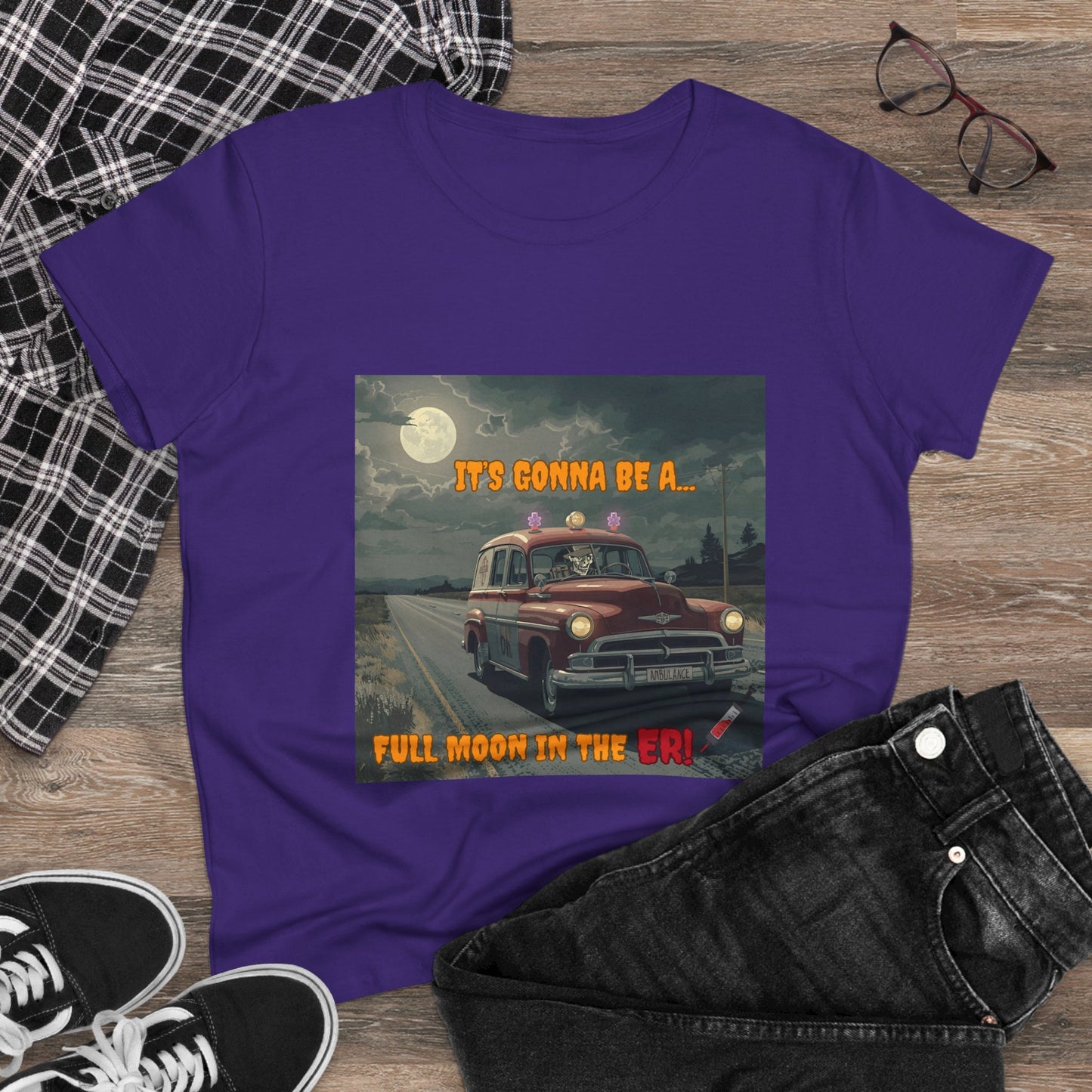 Cotton Tee Vintage Halloween Ambulance Shirt