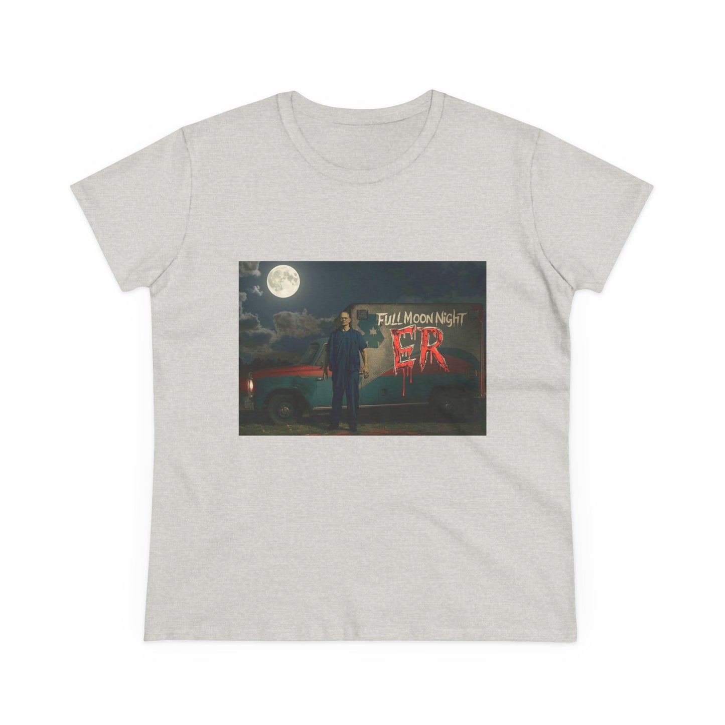 Full Moon Night Women's Cotton Tee, Halloween Shirt, Graphic Tee, Eco-Friendly Clothing, Casual Wear, Gift for Her