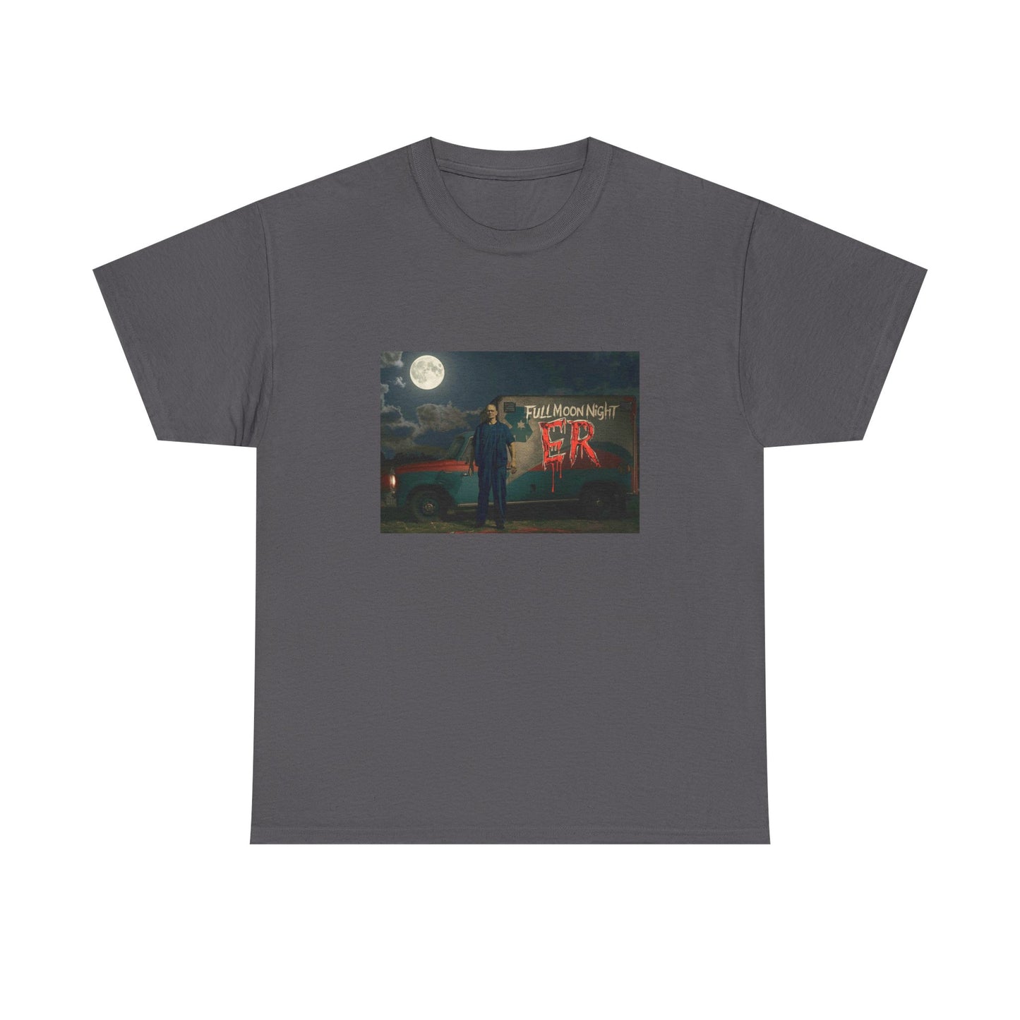 Full Moon Night Unisex Heavy Cotton Tee | Halloween Shirt, Graphic Tee, Gift for Night Owls, Horror Fans, Spooky Vibes