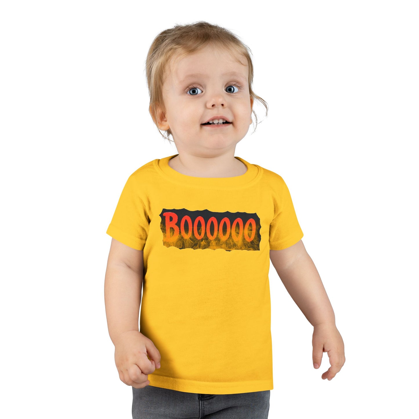 Toddler T-shirt with Halloween 'Boooo' Flames Design