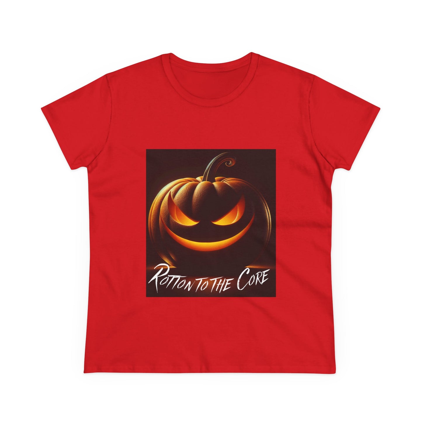 Women's Halloween T-Shirt - "Rotten to the Core" Pumpkin Tee, Fall Fashion, Spooky Season, Costume Party, Gift for Her