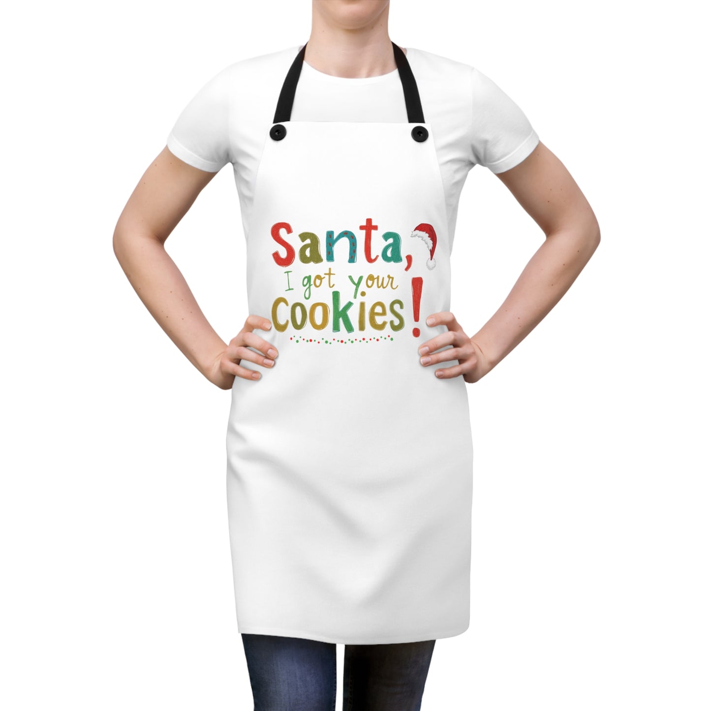 Festive Cookie Baker's Apron | Santa, I Got Your Cookies! | Holiday Baking, Christmas Gift, Kitchen Accessory, Funny Apron
