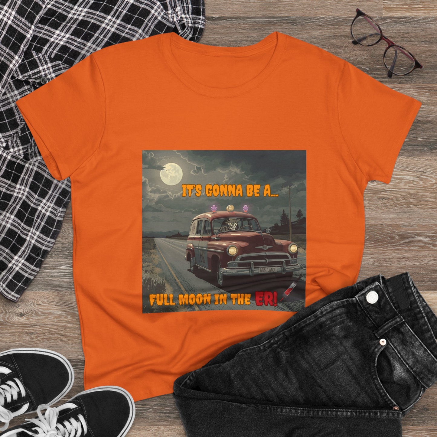 Cotton Tee Vintage Halloween Ambulance Shirt