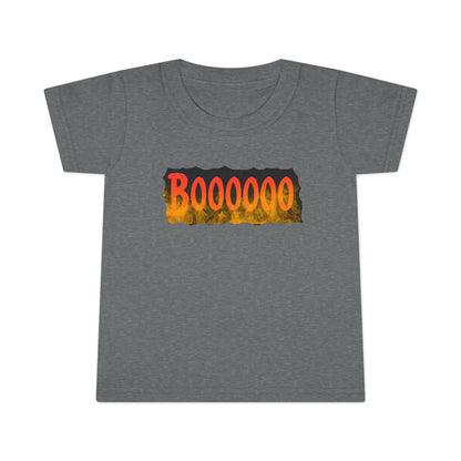 Toddler T-shirt with Halloween 'Boooo' Flames Design