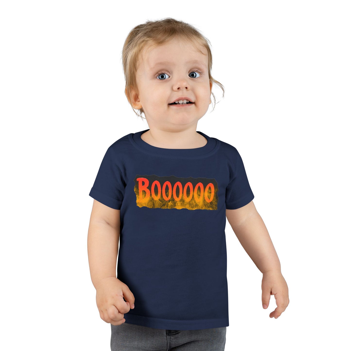 Toddler T-shirt with Halloween 'Boooo' Flames Design
