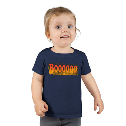 Toddler T-shirt with Halloween 'Boooo' Flames Design