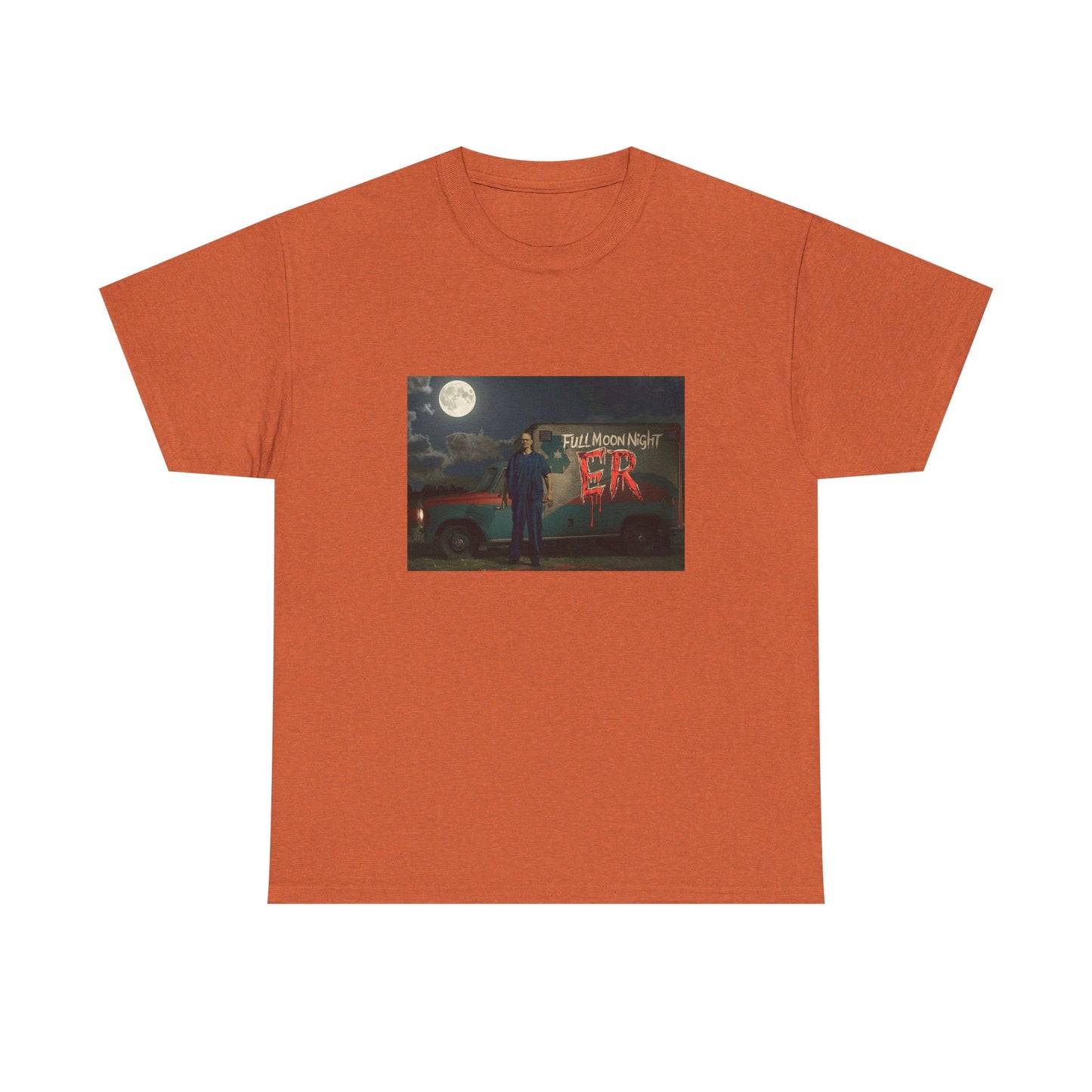Full Moon Night Unisex Heavy Cotton Tee | Halloween Shirt, Graphic Tee, Gift for Night Owls, Horror Fans, Spooky Vibes