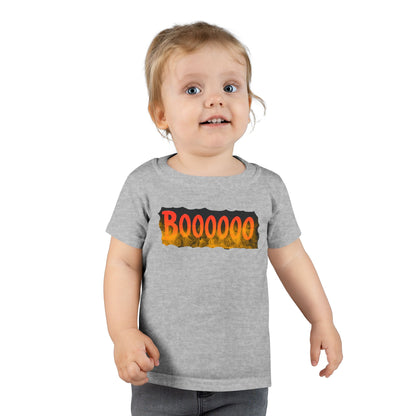 Toddler T-shirt with Halloween 'Boooo' Flames Design