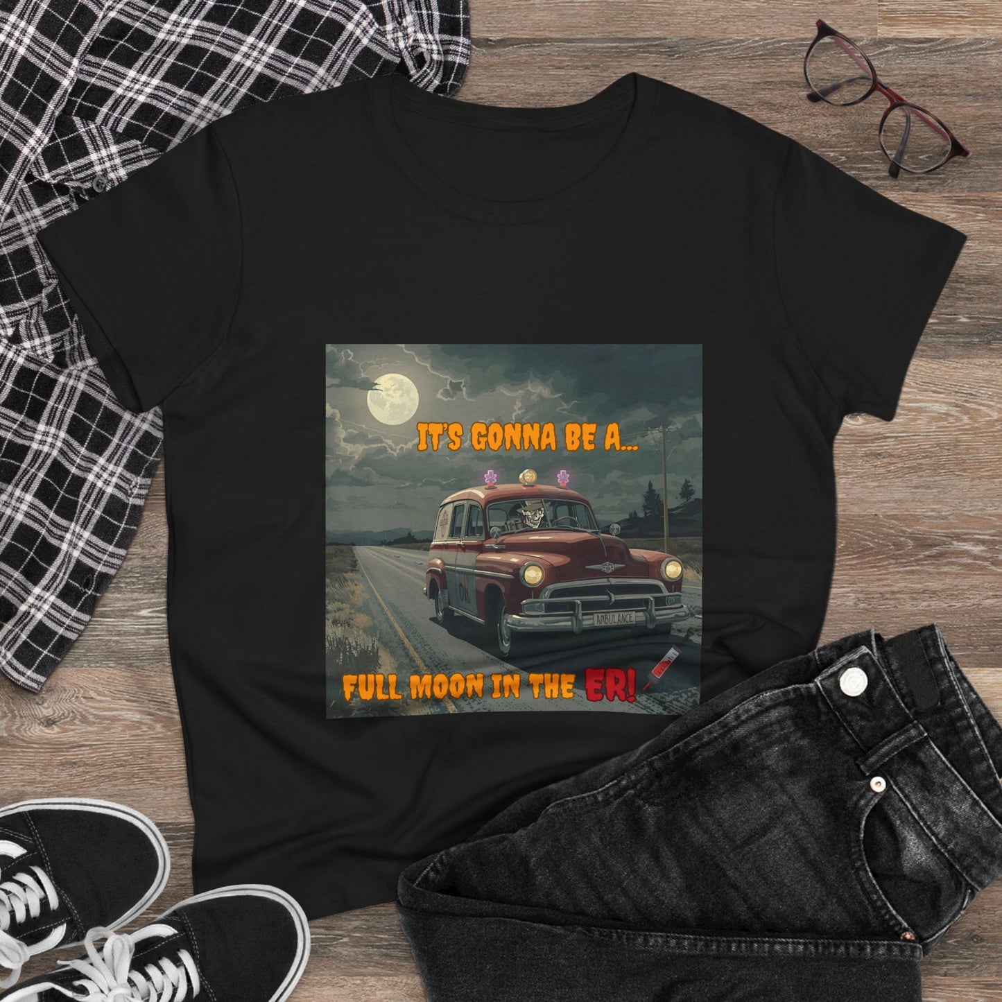 Cotton Tee Vintage Halloween Ambulance Shirt
