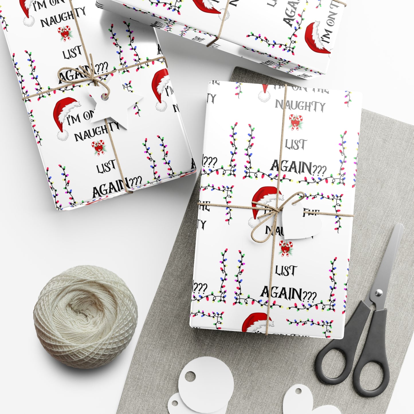 Whimsical Holiday Gift Wrap Paper, Fun Christmas Wrapping Paper, Naughty List Wrap, Festive Paper for Gifts, Holiday Decor