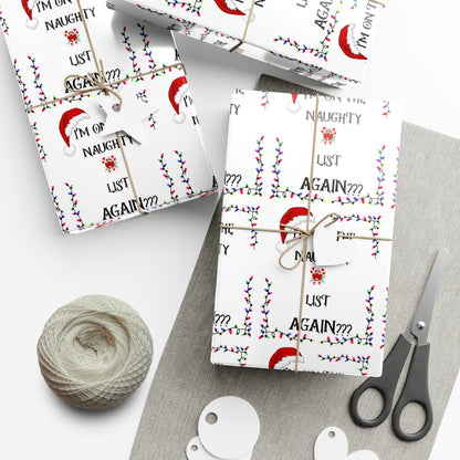 Whimsical Holiday Gift Wrap Paper, Fun Christmas Wrapping Paper, Naughty List Wrap, Festive Paper for Gifts, Holiday Decor