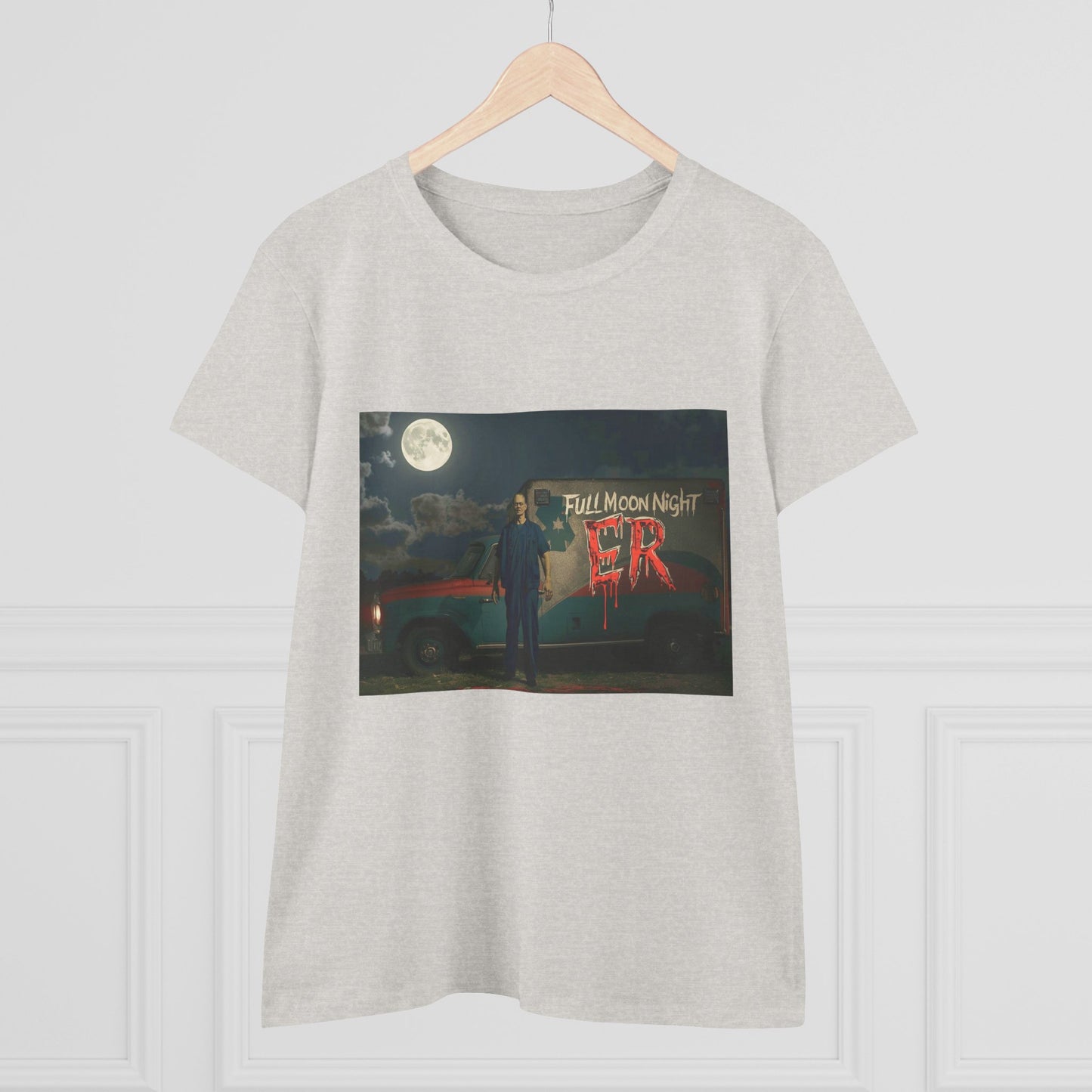 Full Moon Night Women's Cotton Tee, Halloween Shirt, Graphic Tee, Eco-Friendly Clothing, Casual Wear, Gift for Her