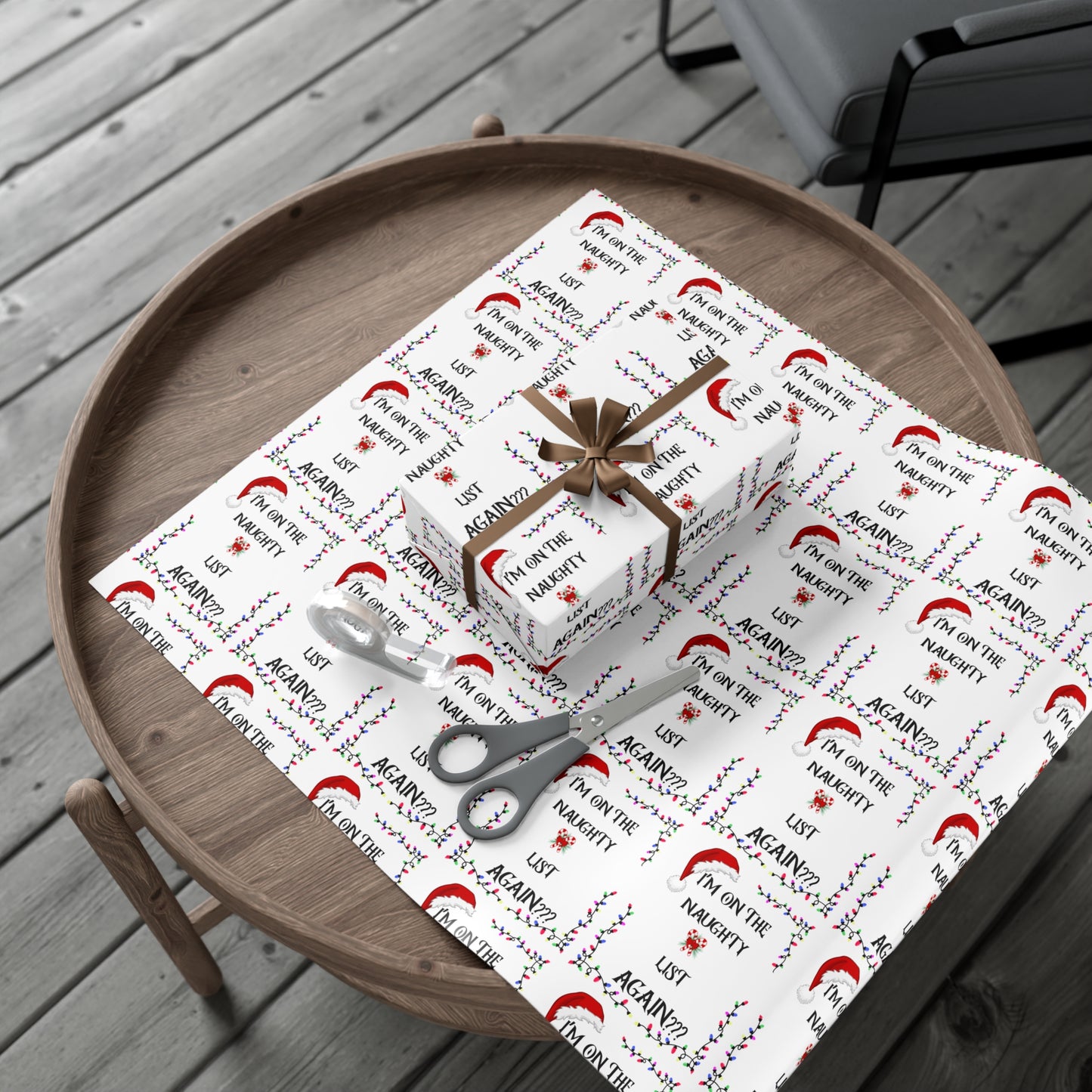 Whimsical Holiday Gift Wrap Paper, Fun Christmas Wrapping Paper, Naughty List Wrap, Festive Paper for Gifts, Holiday Decor