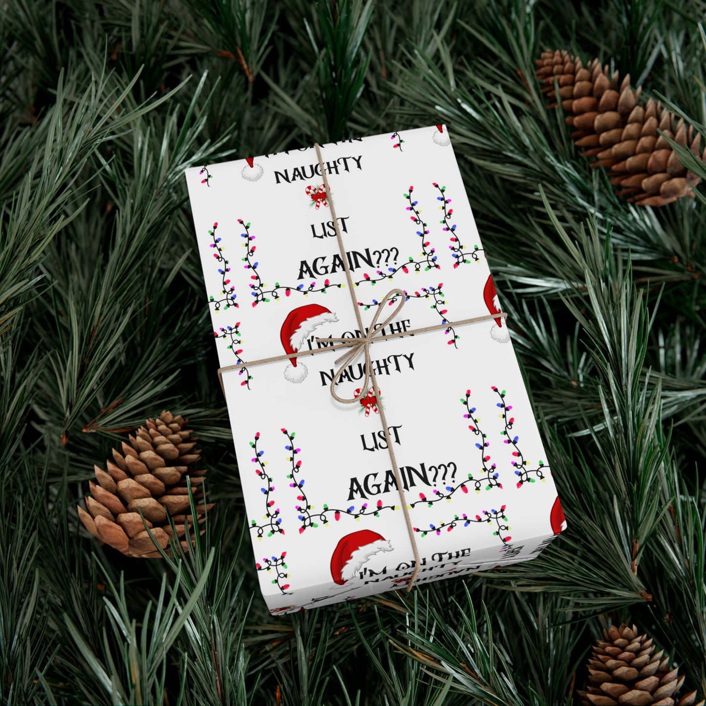 Whimsical Holiday Gift Wrap Paper, Fun Christmas Wrapping Paper, Naughty List Wrap, Festive Paper for Gifts, Holiday Decor