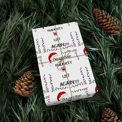 Whimsical Holiday Gift Wrap Paper, Fun Christmas Wrapping Paper, Naughty List Wrap, Festive Paper for Gifts, Holiday Decor