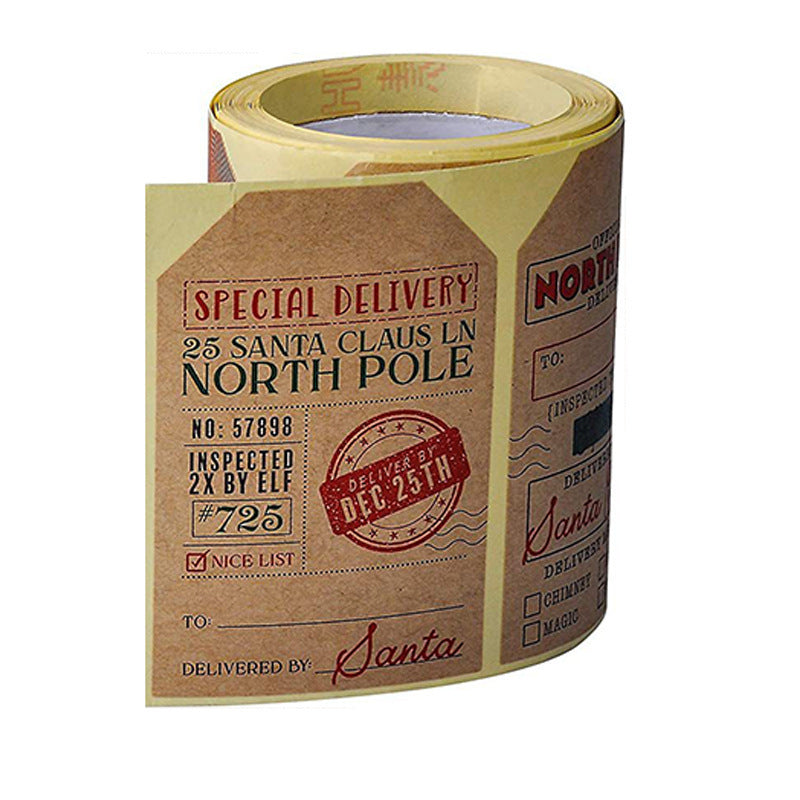 200CT Sticker Roll, Christmas Stickers, Holiday Decoration Gifts