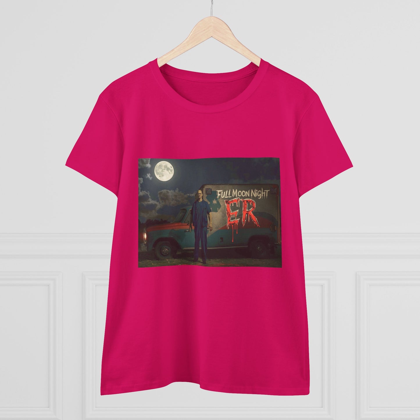 Full Moon Night Women's Cotton Tee, Halloween Shirt, Graphic Tee, Eco-Friendly Clothing, Casual Wear, Gift for Her