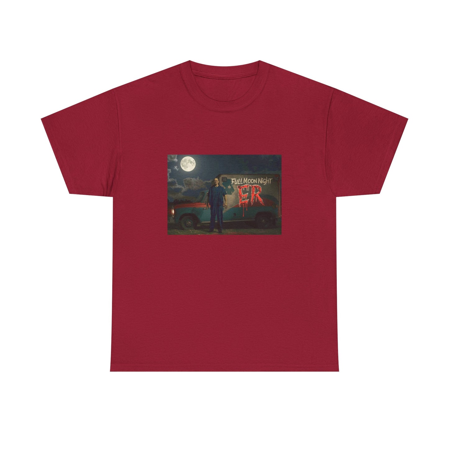 Full Moon Night Unisex Heavy Cotton Tee | Halloween Shirt, Graphic Tee, Gift for Night Owls, Horror Fans, Spooky Vibes