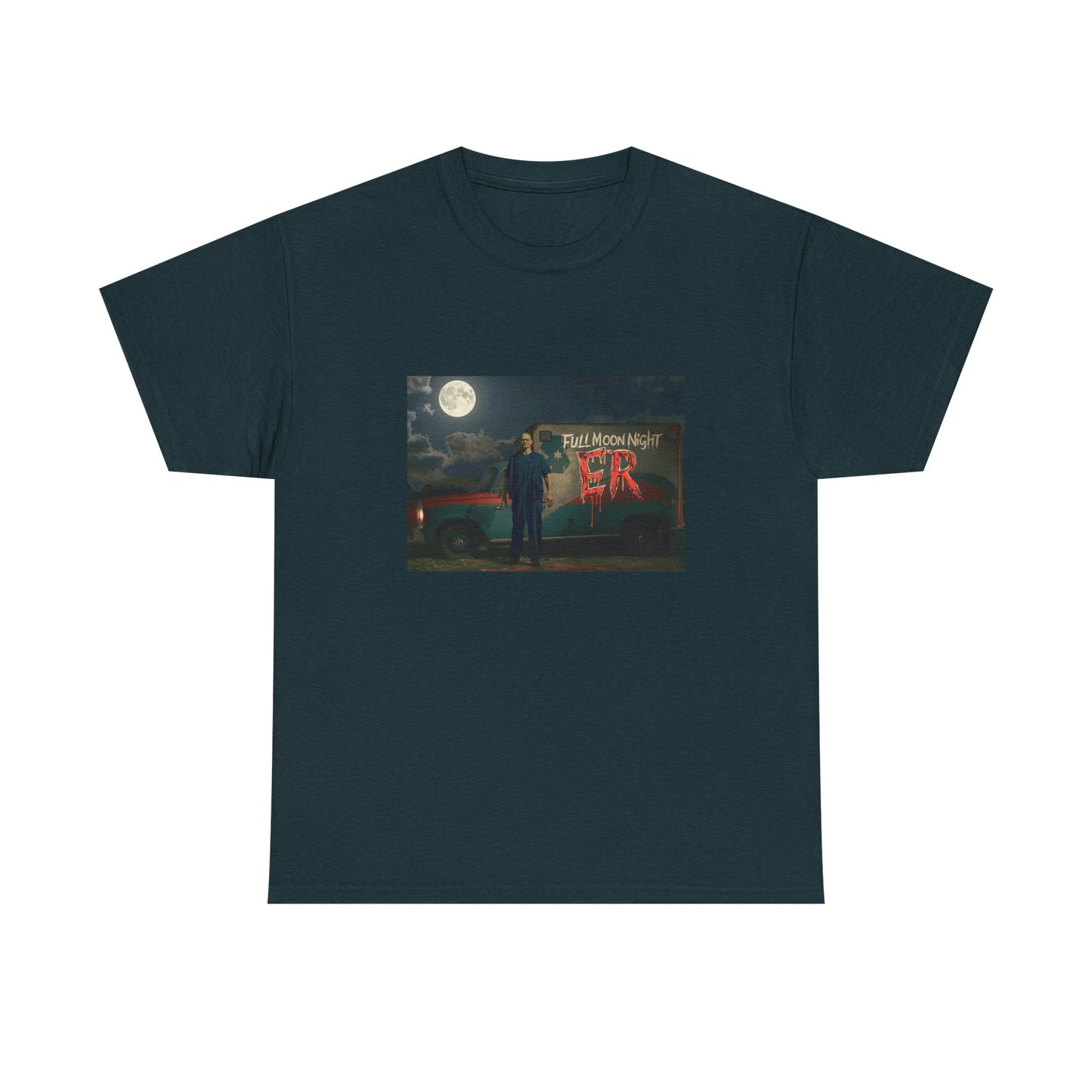 Full Moon Night Unisex Heavy Cotton Tee | Halloween Shirt, Graphic Tee, Gift for Night Owls, Horror Fans, Spooky Vibes
