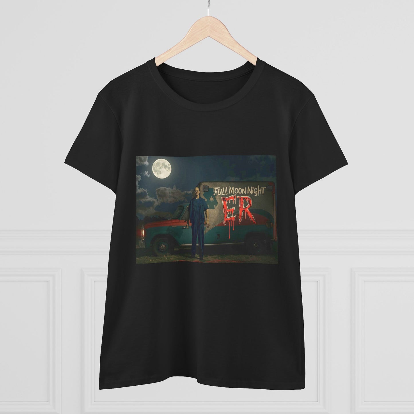 Full Moon Night Women's Cotton Tee, Halloween Shirt, Graphic Tee, Eco-Friendly Clothing, Casual Wear, Gift for Her