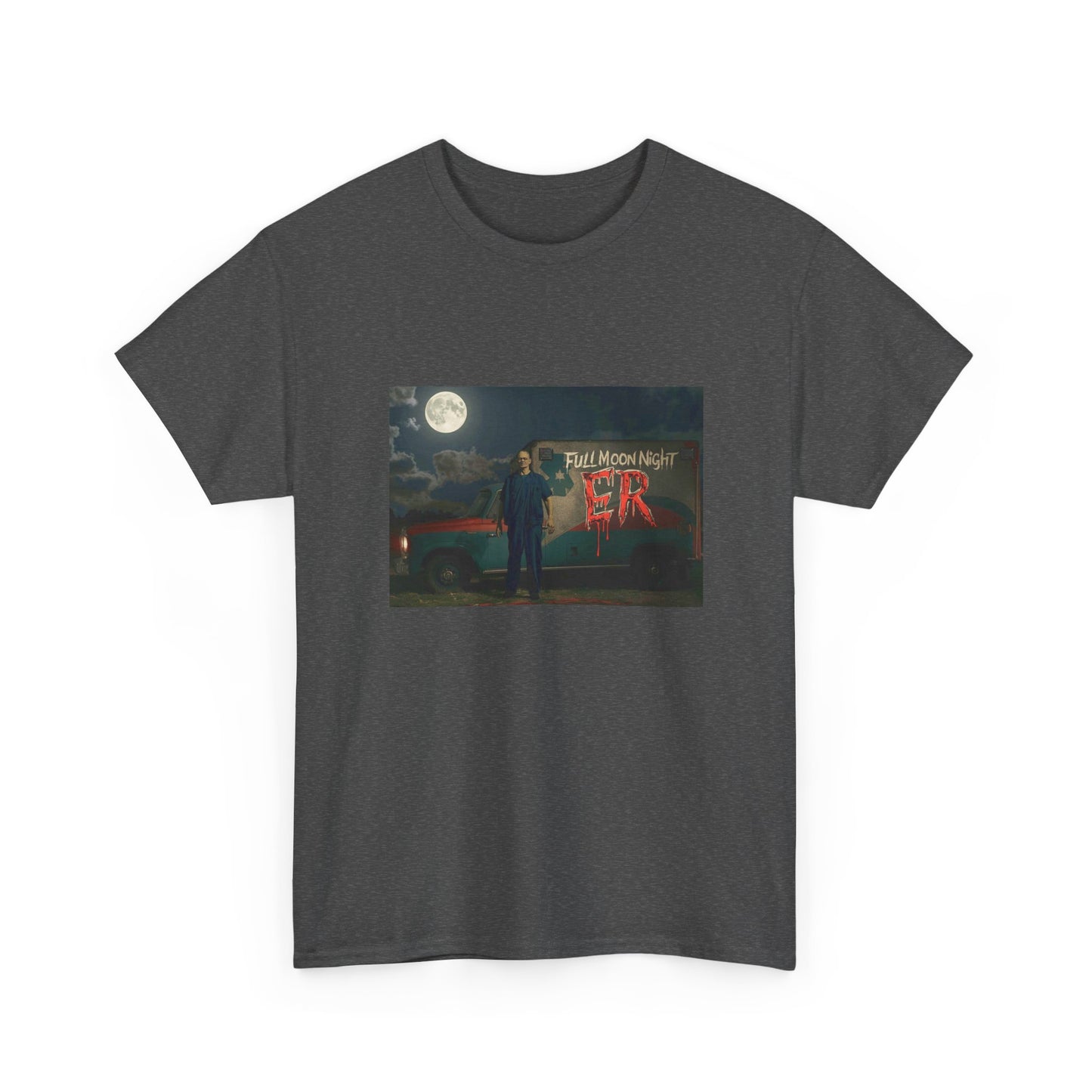 Full Moon Night Unisex Heavy Cotton Tee | Halloween Shirt, Graphic Tee, Gift for Night Owls, Horror Fans, Spooky Vibes