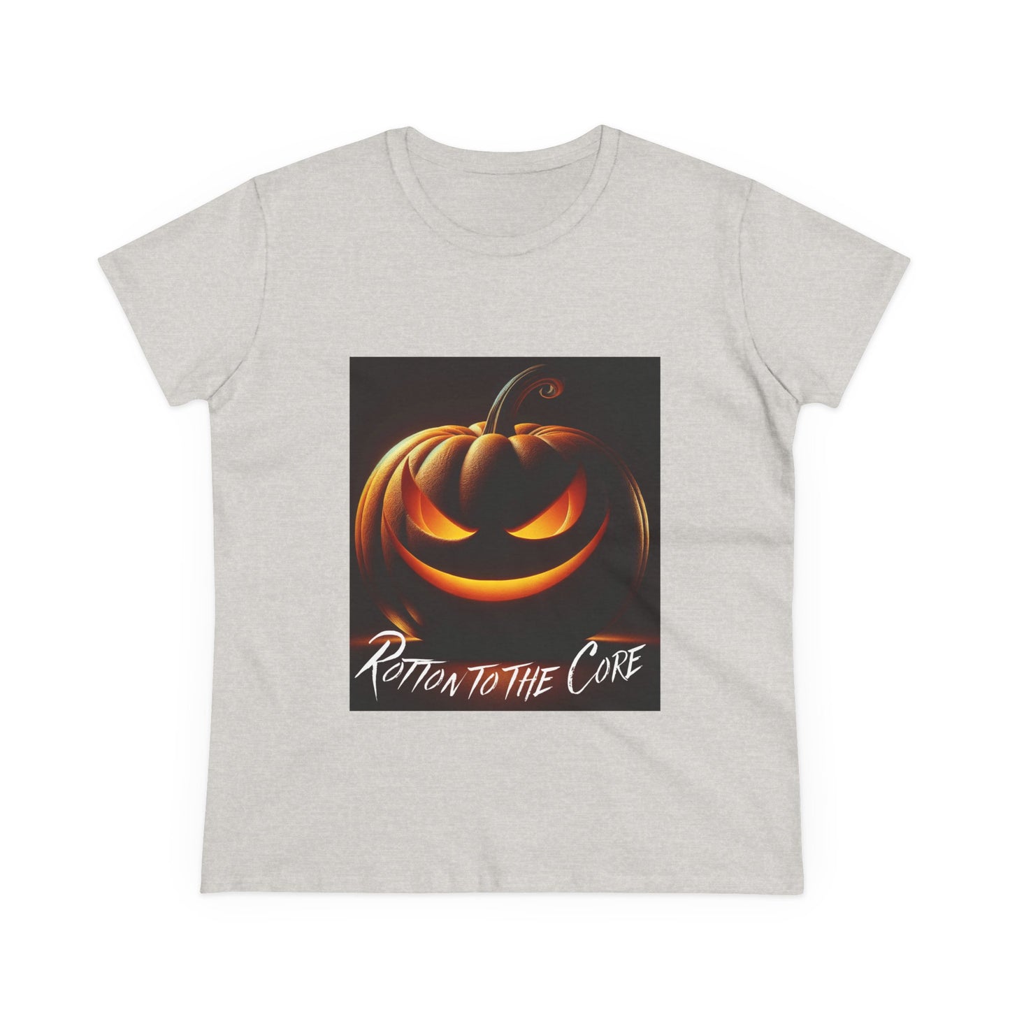 Women's Halloween T-Shirt - "Rotten to the Core" Pumpkin Tee, Fall Fashion, Spooky Season, Costume Party, Gift for Her