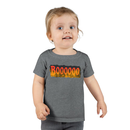 Toddler T-shirt with Halloween 'Boooo' Flames Design
