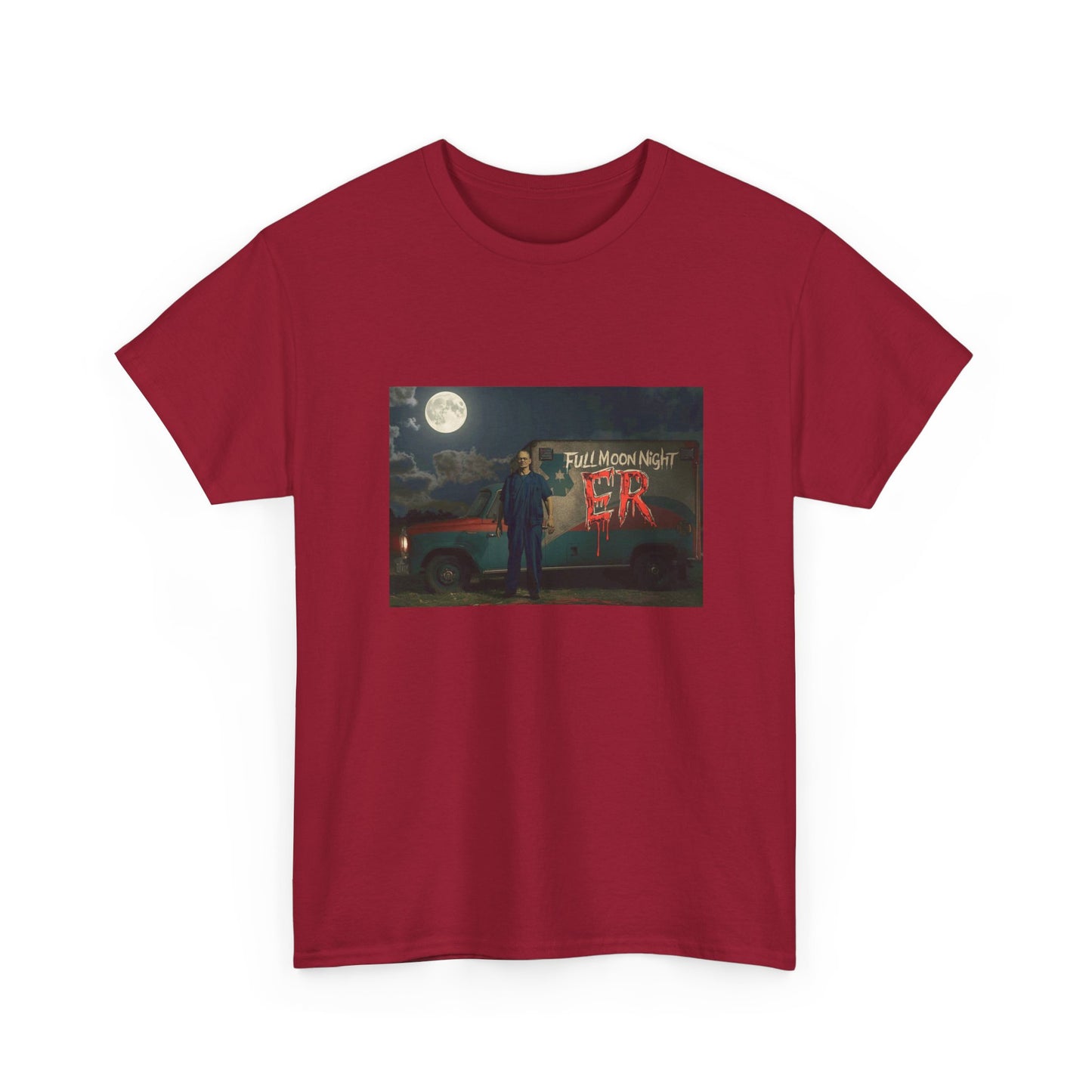 Full Moon Night Unisex Heavy Cotton Tee | Halloween Shirt, Graphic Tee, Gift for Night Owls, Horror Fans, Spooky Vibes