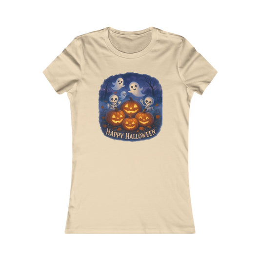 Women's Tee - Halloween Witch Stirring Cauldron in Spooky Forest