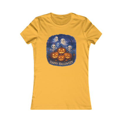 Women's Tee - Halloween Witch Stirring Cauldron in Spooky Forest