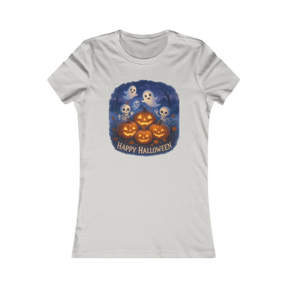 Women's Tee - Halloween Witch Stirring Cauldron in Spooky Forest