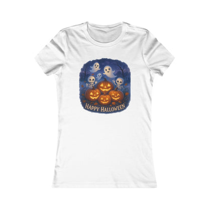 Women's Tee - Halloween Witch Stirring Cauldron in Spooky Forest