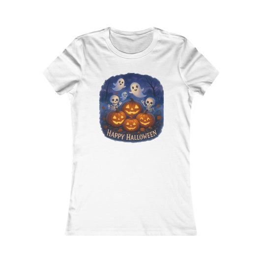 Women's Tee - Halloween Witch Stirring Cauldron in Spooky Forest
