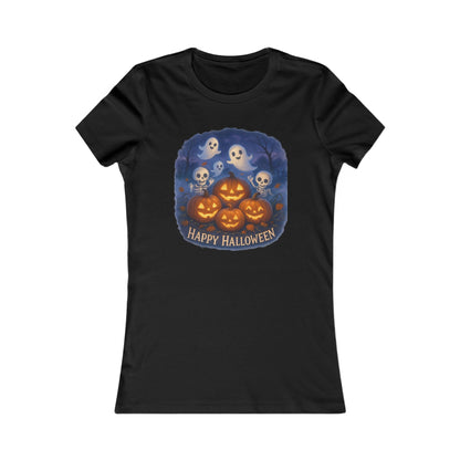 Women's Tee - Halloween Witch Stirring Cauldron in Spooky Forest
