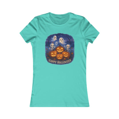 Women's Tee - Halloween Witch Stirring Cauldron in Spooky Forest