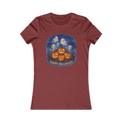 Women's Tee - Halloween Witch Stirring Cauldron in Spooky Forest