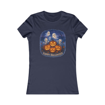 Women's Tee - Halloween Witch Stirring Cauldron in Spooky Forest