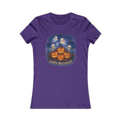 Women's Tee - Halloween Witch Stirring Cauldron in Spooky Forest