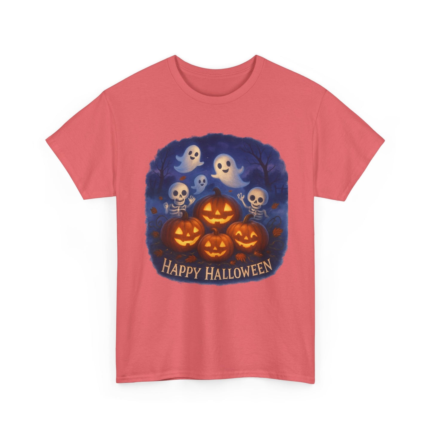 Halloween Tee - Cute Ghosts and Skeletons in Pumpkin Patch Unisex Shirt
