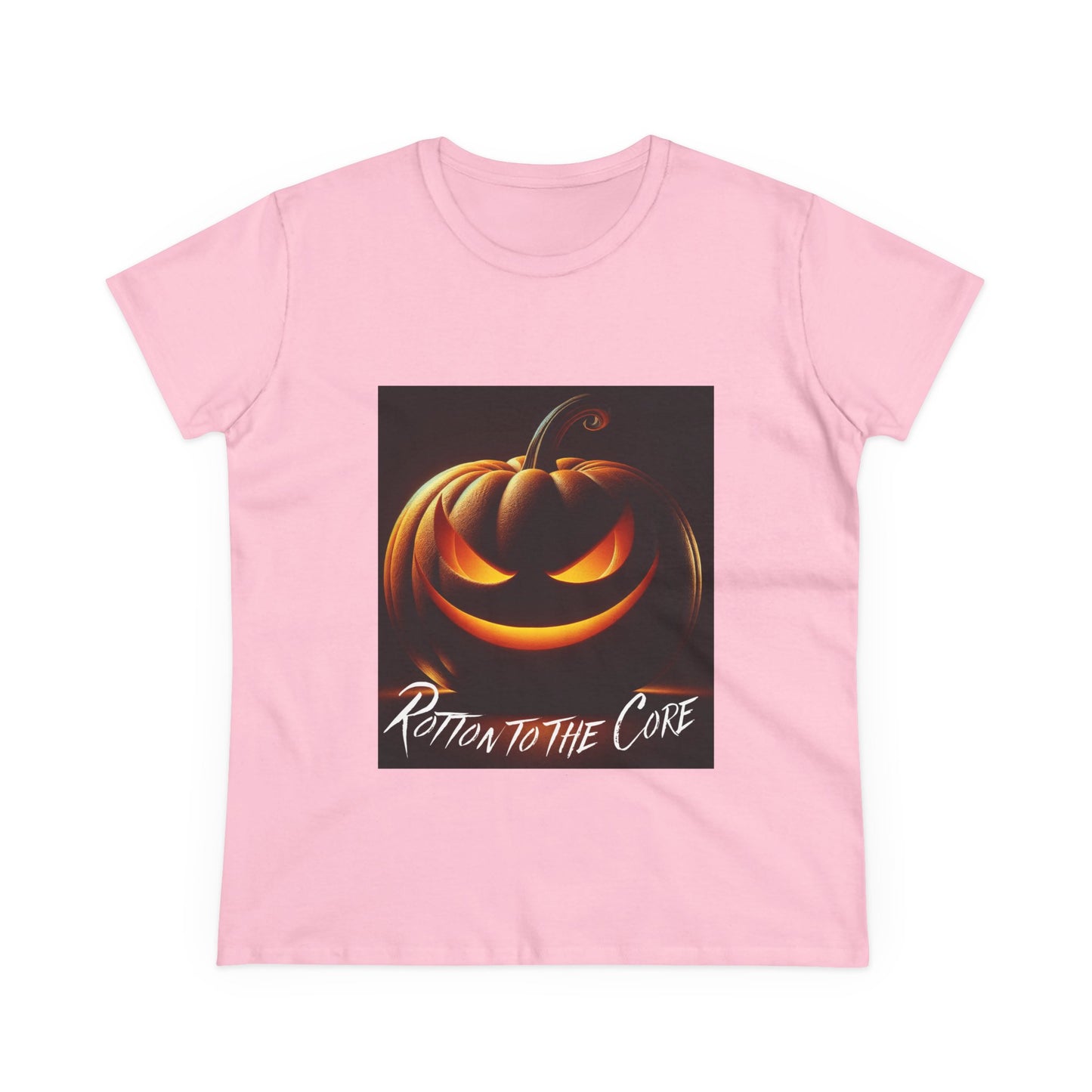 Women's Halloween T-Shirt - "Rotten to the Core" Pumpkin Tee, Fall Fashion, Spooky Season, Costume Party, Gift for Her