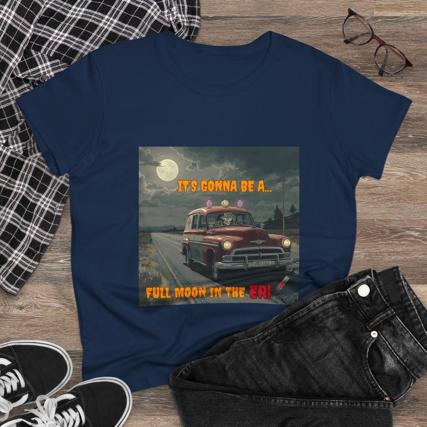 Cotton Tee Vintage Halloween Ambulance Shirt