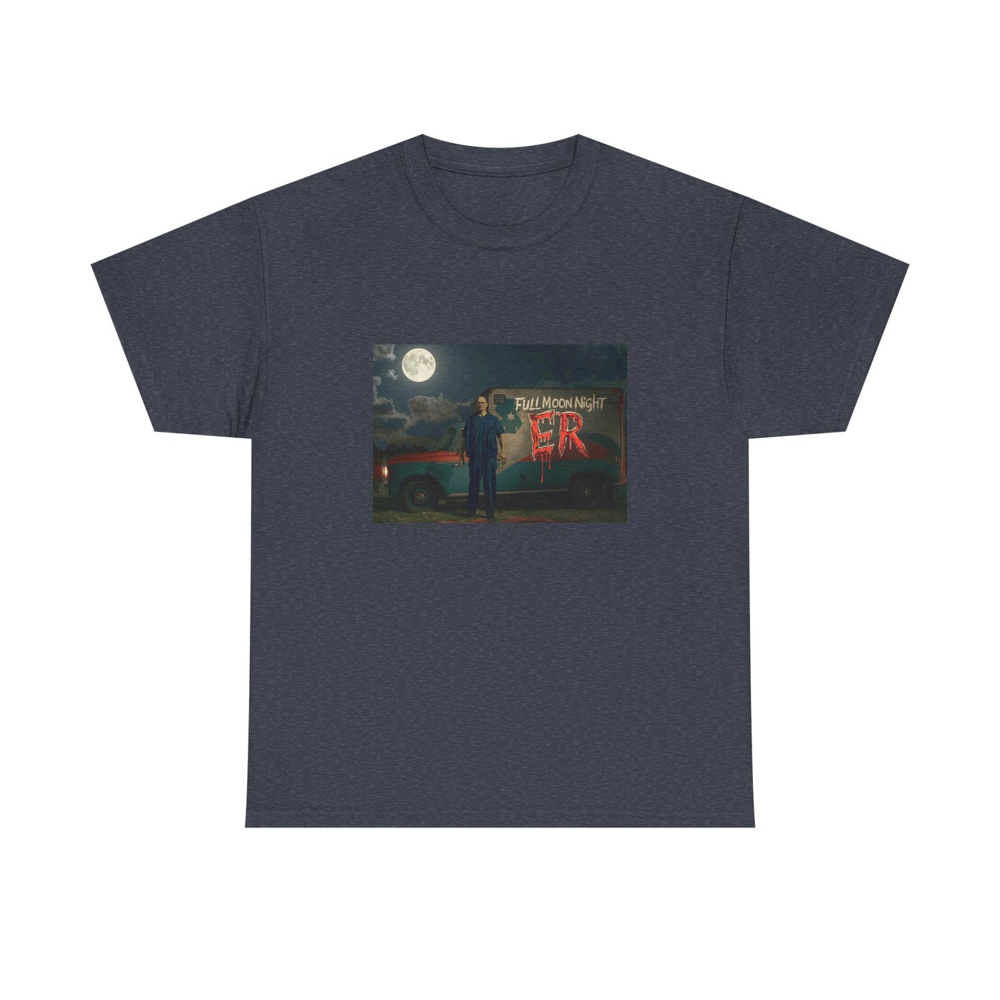 Full Moon Night Unisex Heavy Cotton Tee | Halloween Shirt, Graphic Tee, Gift for Night Owls, Horror Fans, Spooky Vibes