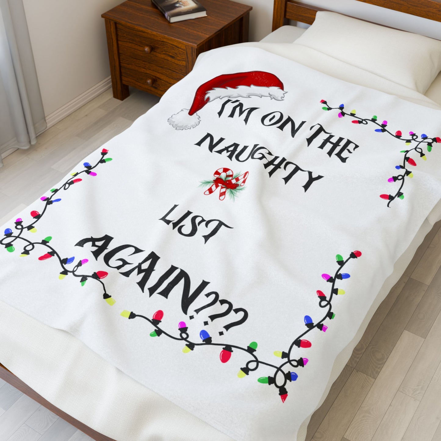Cozy Holiday Blanket: I'm on the Naughty List Again, Christmas Throw, Winter Comfort, Gift for Her, Festive Decor
